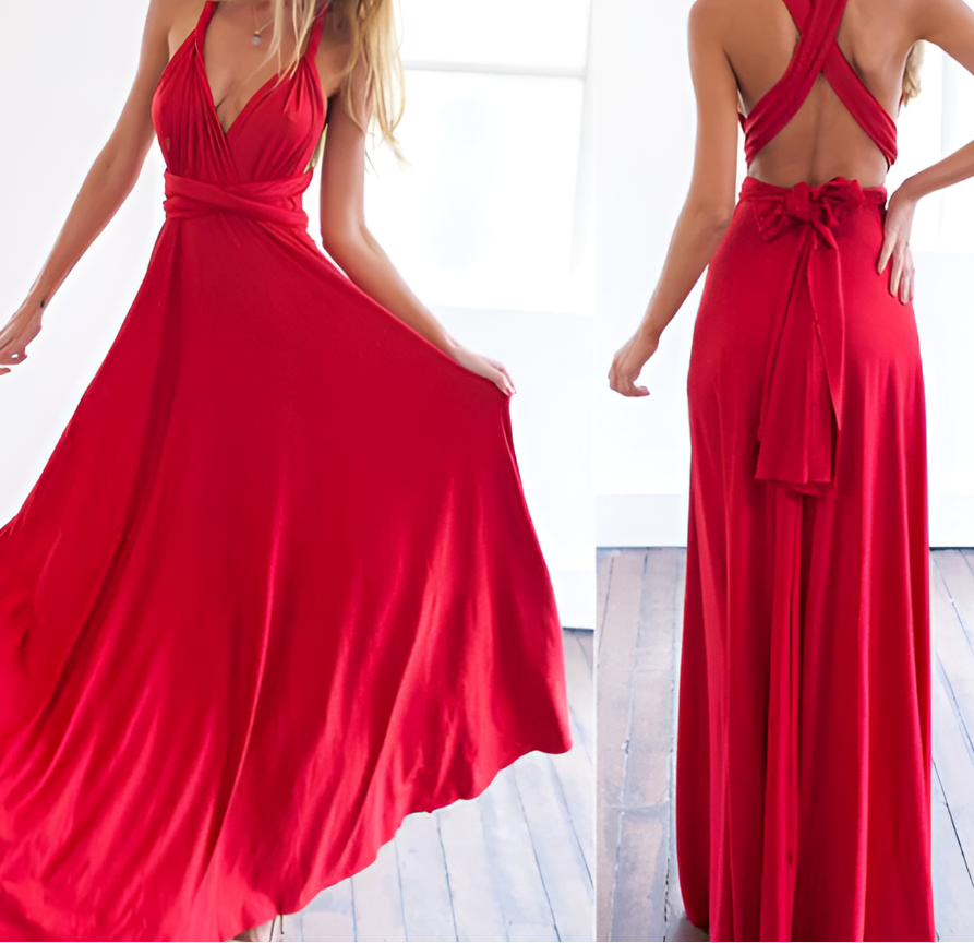 Women's Multiway Wrap Maxi Dress - Convertible Elegant Evening Gown