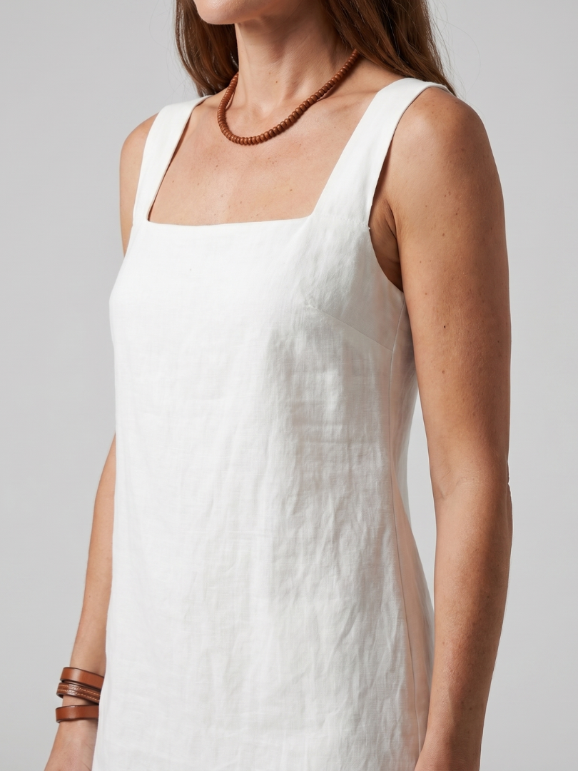 Azure Square Neck Clean Silhouette Mini Dress - Elena Harper