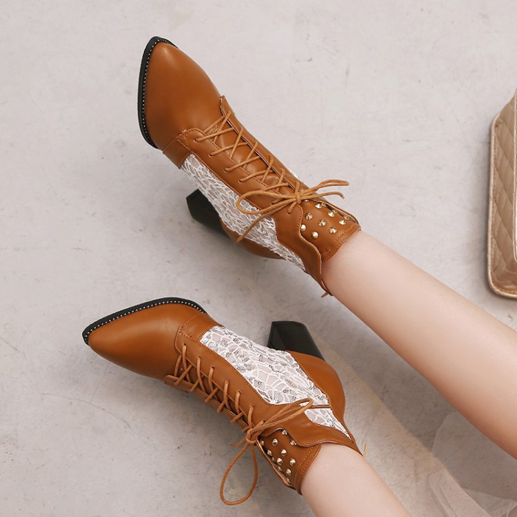 Eliana | Women's Lace-Up Ankle Boots with Pointed Toe Shape