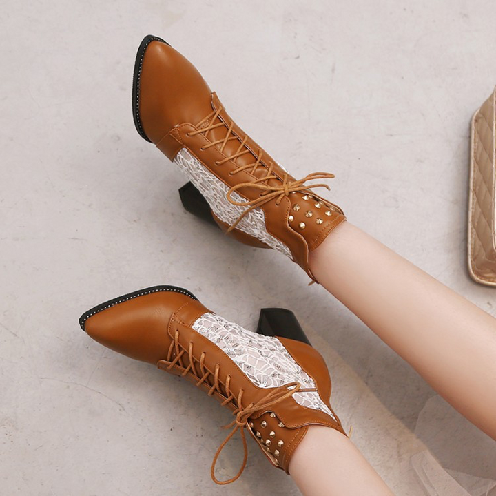 Eliana | Women's Lace-Up Ankle Boots with Pointed Toe Shape