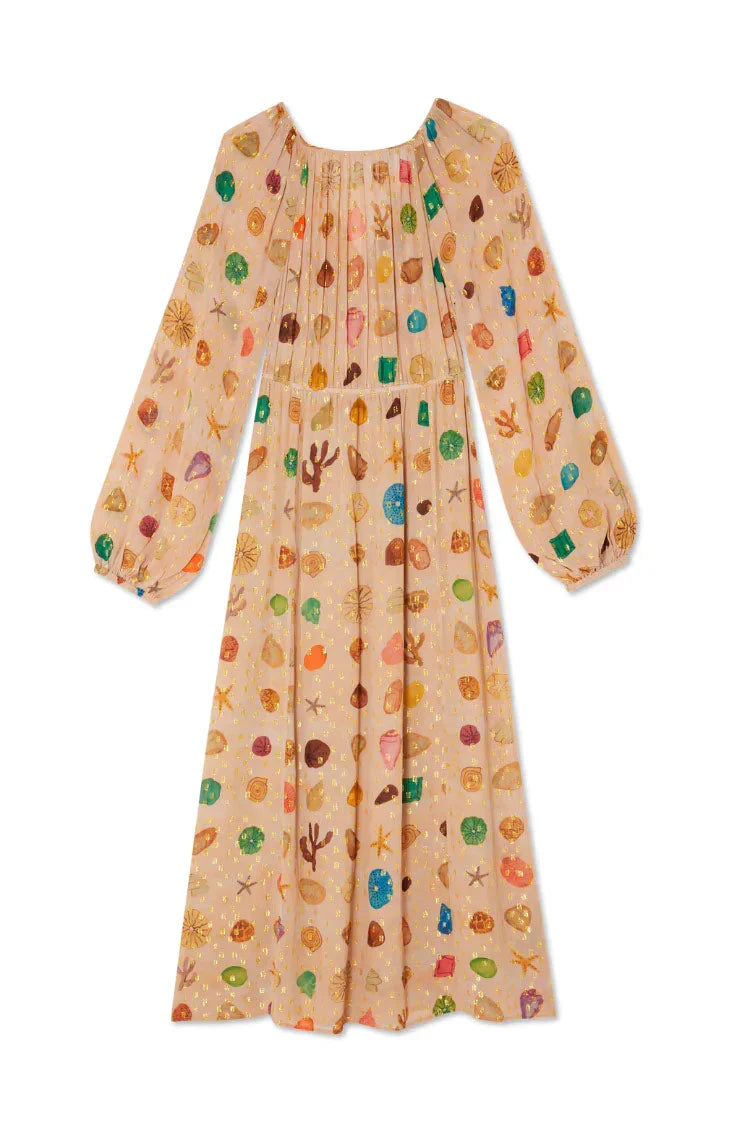 Alessandra - Dress with Marine Print and Golden Details