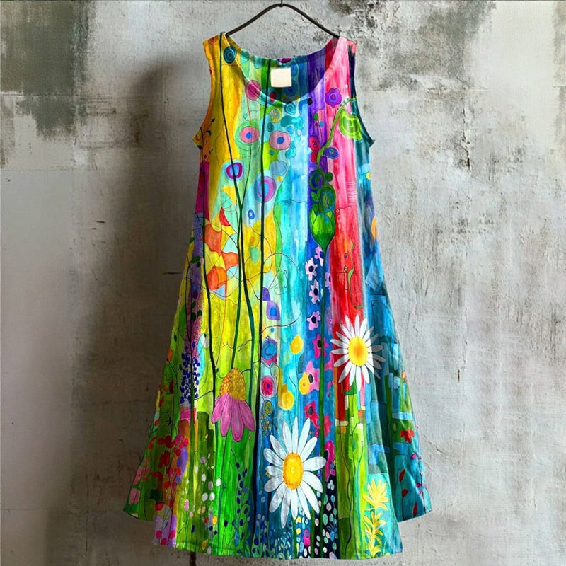 Vintage Floral Print Dress