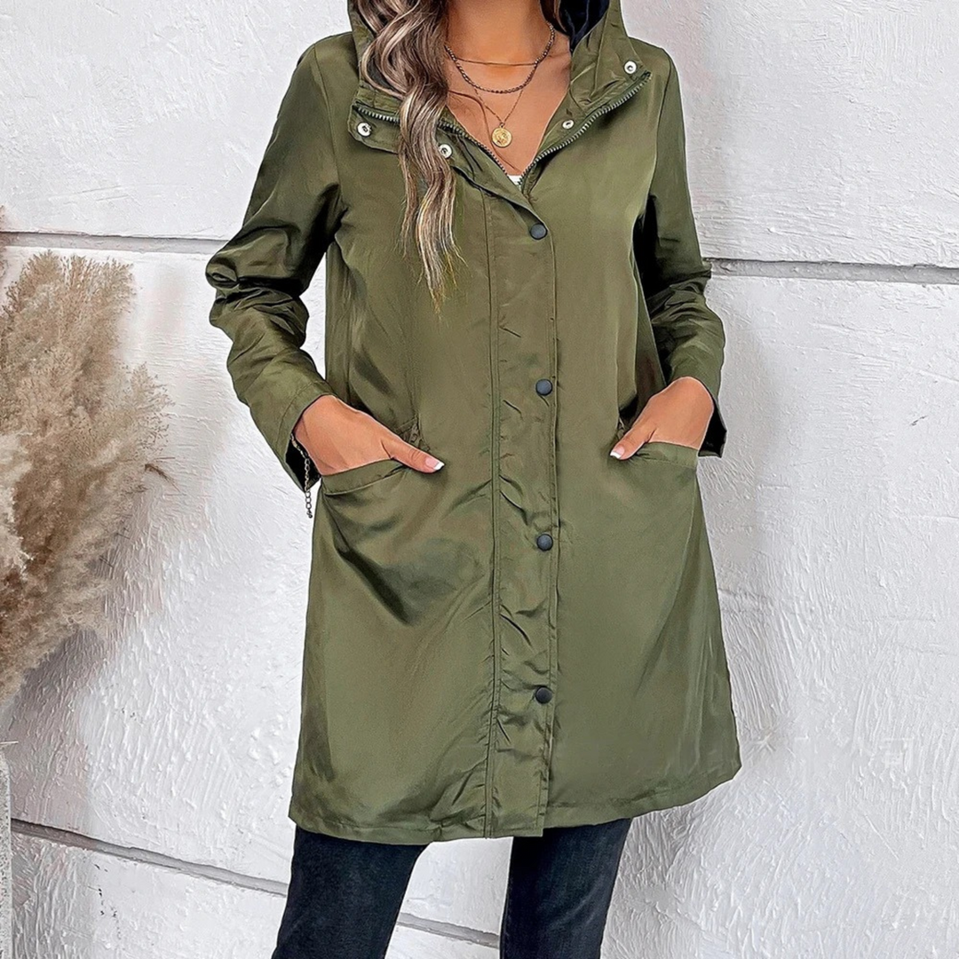 Amandine - Practical Windbreaker Jacket with Hood