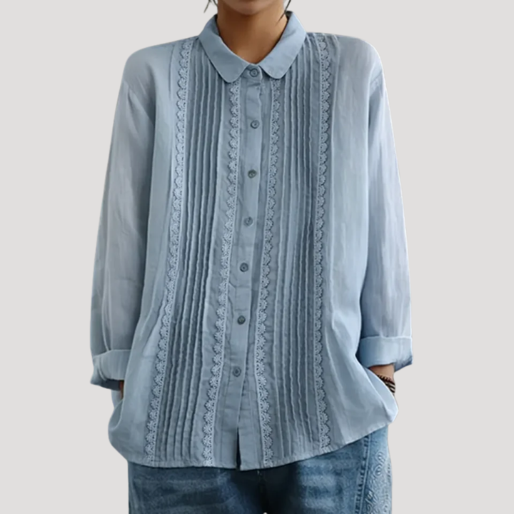 Chic Linen Shirt for Women with Lace