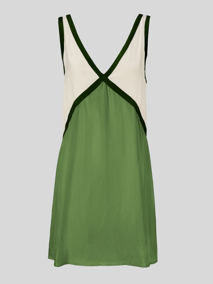 Sorrell - V-Neck Contrast Color Tank Mini Dress