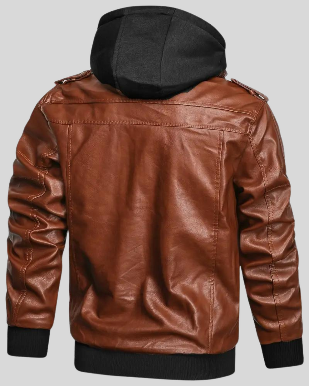 Davor - Hooded Leather Jacket With Double Zipper Closure