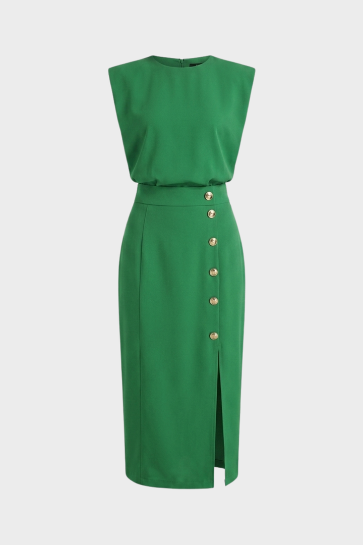 Women's Midi Dress Button | Sleeveless