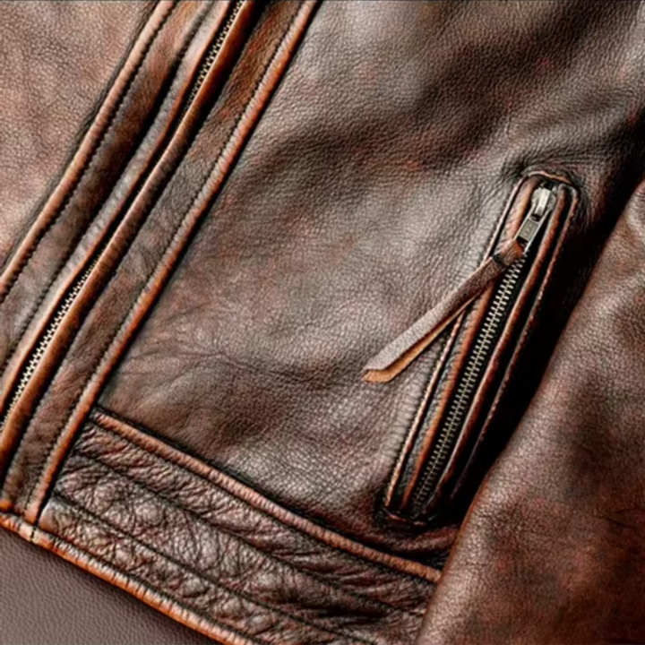 Retro Leather Jacket for Men, view 6 - Elena Harper