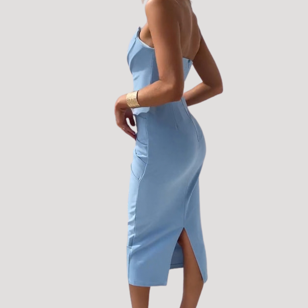 Elegant Strapless Midi Dress for Women