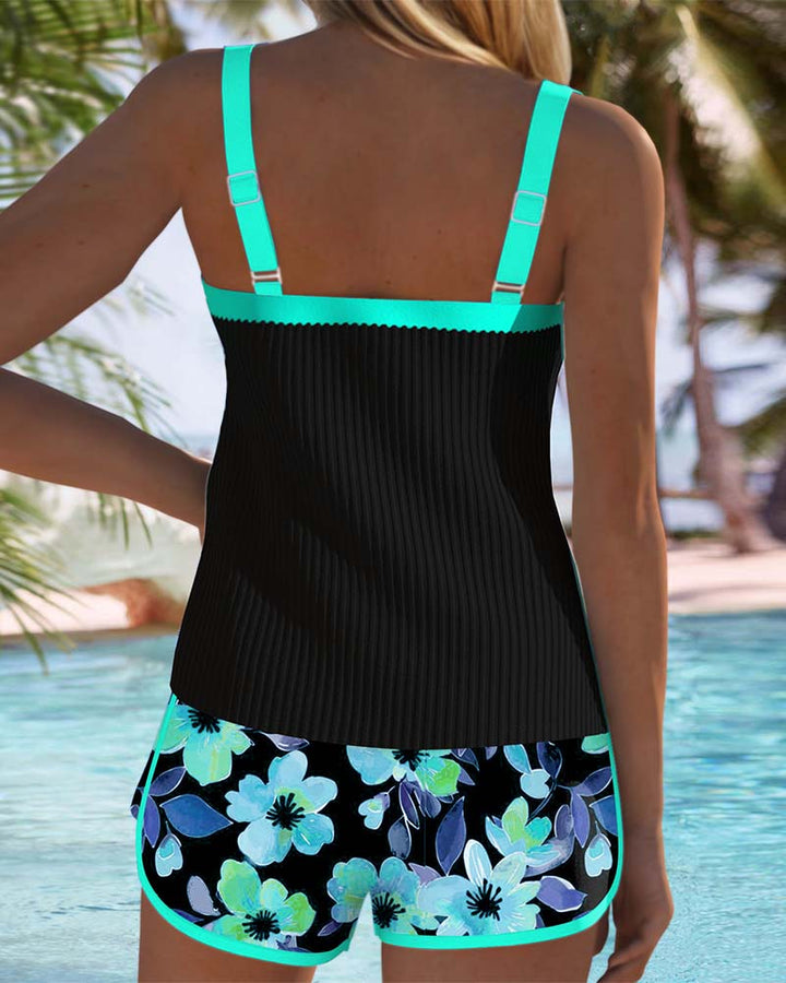 Federica Striped Tankini Set with Shorts, view 10 - Elena Harper