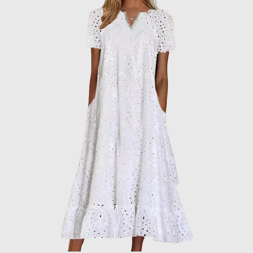 April Elegant and Flowing Midi Dress - Elena Harper