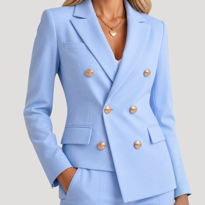 Women's Double-Breasted Crossed Blazer Suit