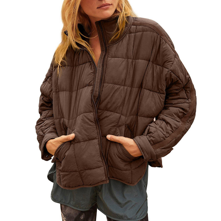 April Lightweight Compact Puffer Jacket with Zip Front for Women - Elena Harper
