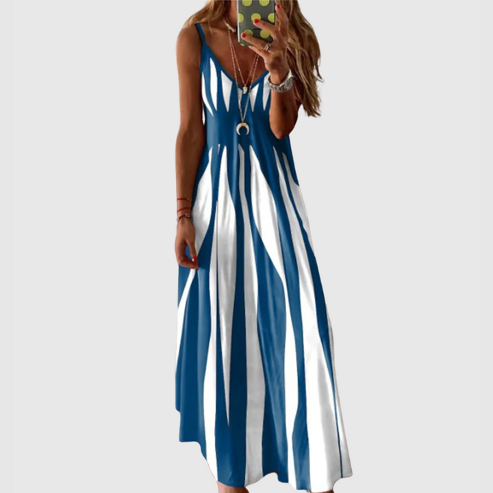 Ariella Chic Sleeveless Striped Maxi Dress - Elena Harper