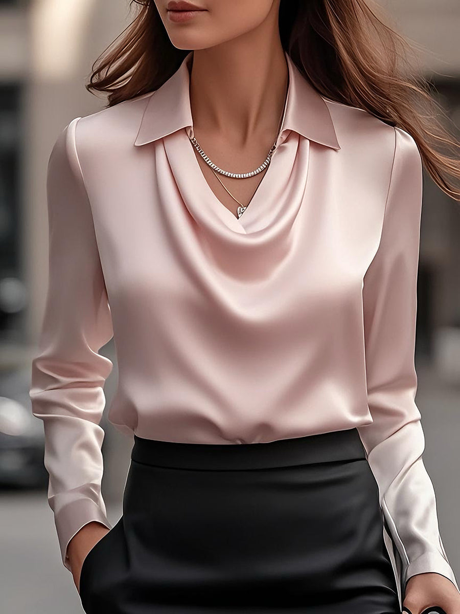 Nyx - Elegant Draped Neckline Women’s Top