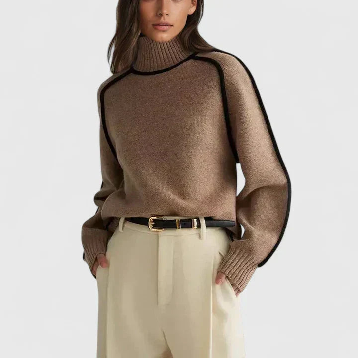 Chic Batwing Sleeve Sweater with High Collar