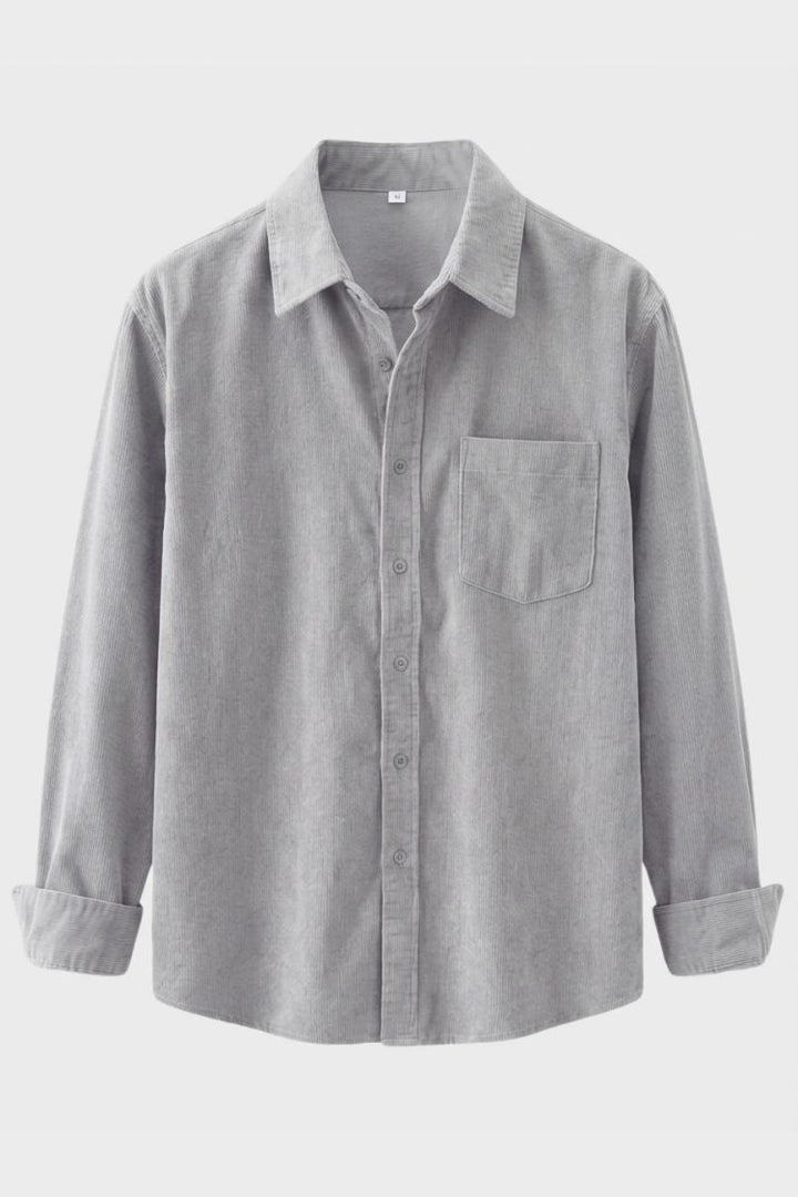 Men's Cord Shirt with Button Placket and Chest Pocket