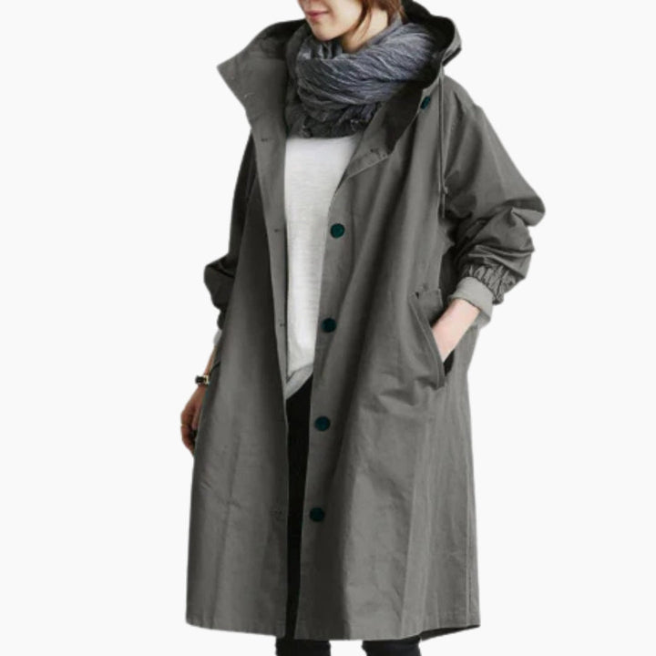 Edith | Women's Long Street Coat with Button Placket