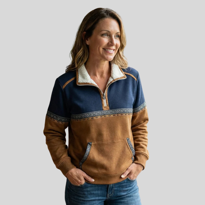 Alvette | Women's Half-Zip Pullover with Sherpa-Lined Collar