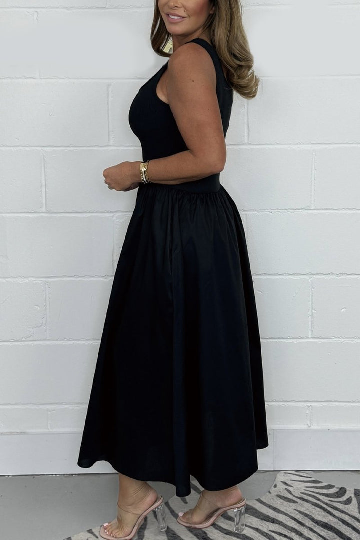 Elegant and Comfortable Sleeveless Midi Dress for Women in A-Line for Summer, view 2 - Elena Harper