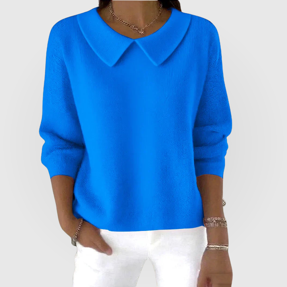 Women's Solid Color Long Sleeve Pullover with Peter Pan Collar