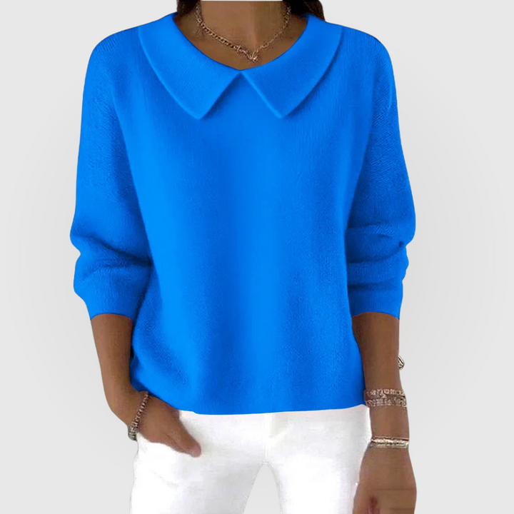 Women's Solid Color Long Sleeve Pullover with Peter Pan Collar