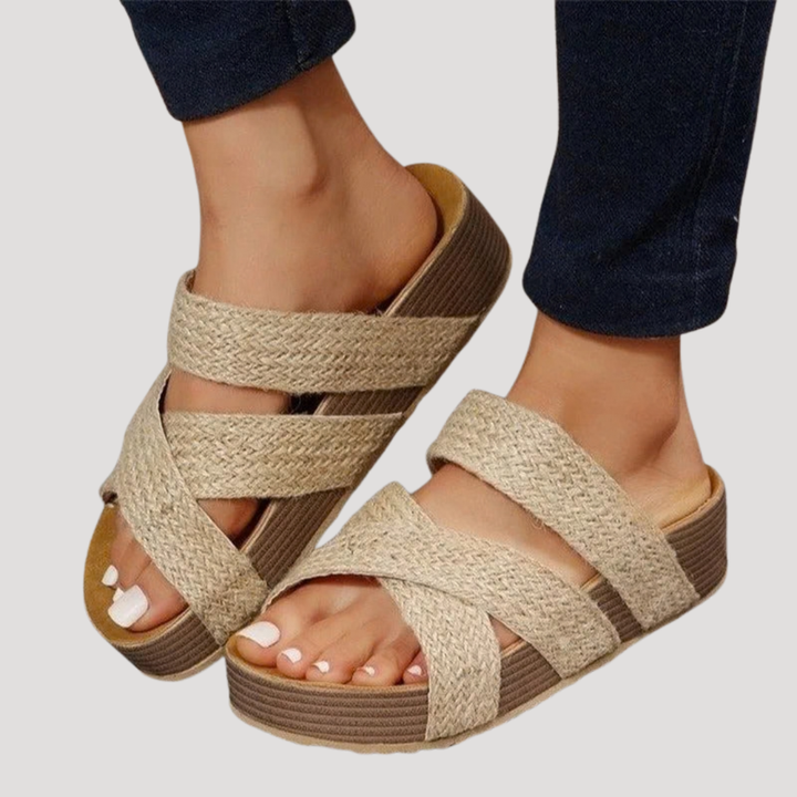 Women's Comfort Braided Cross Strap Sandals