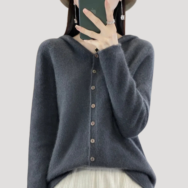 Women's Hooded Buttoned Cardigan