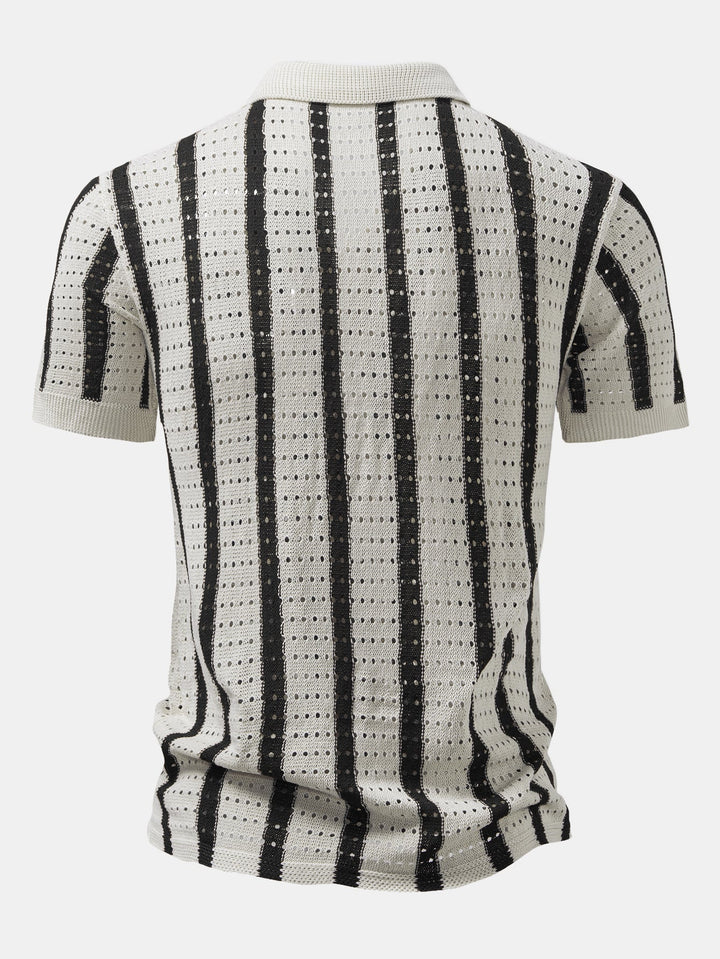 STRIPED SHIRT WITH EYELETS IN MESH