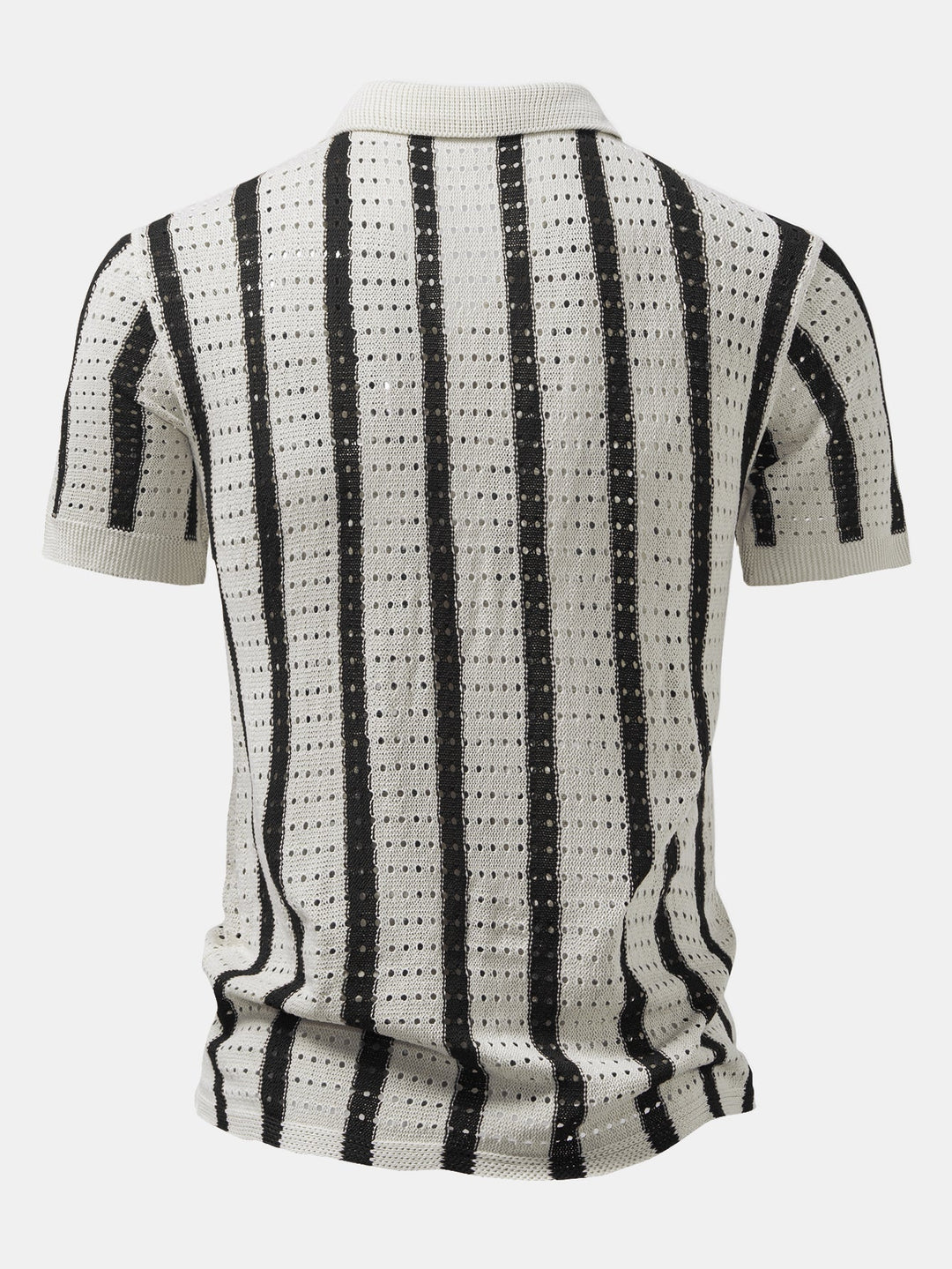 STRIPED SHIRT WITH KNITTED EYELETS & STRAIGHT LEG LINEN PANTS