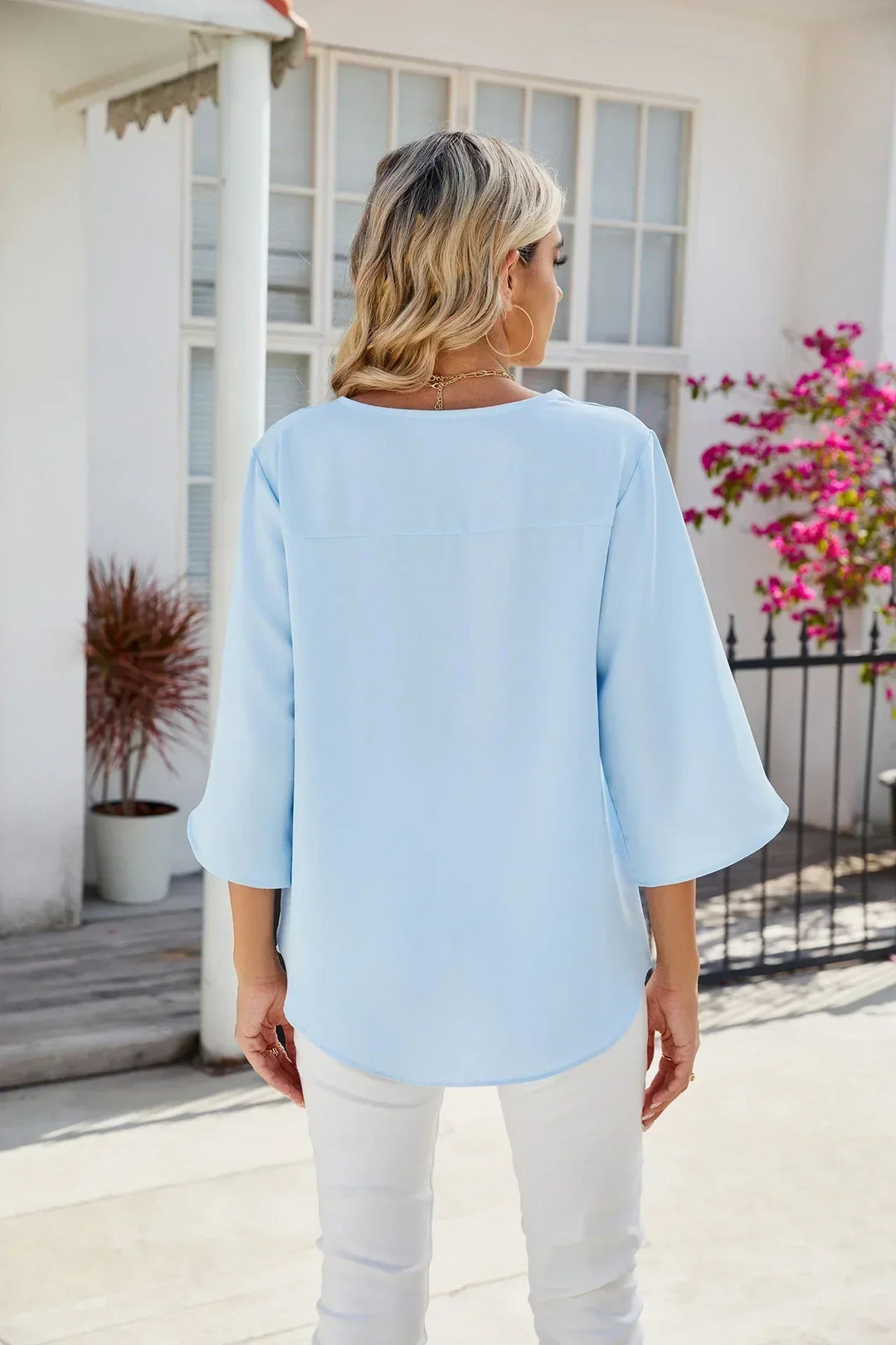 CARA V-Neck Blouse, view 8 - Elena Harper
