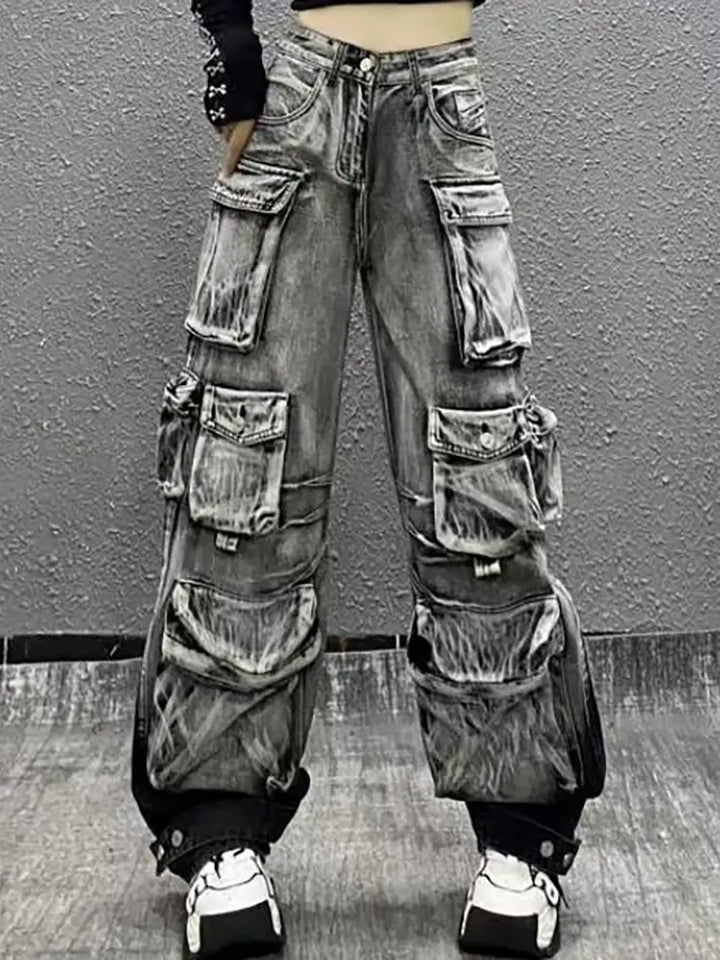 Gradient Cargo Paratrooper Jeans, view 4 - Elena Harper