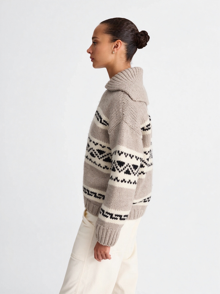 Fair Isle Zip Knit Cardigan