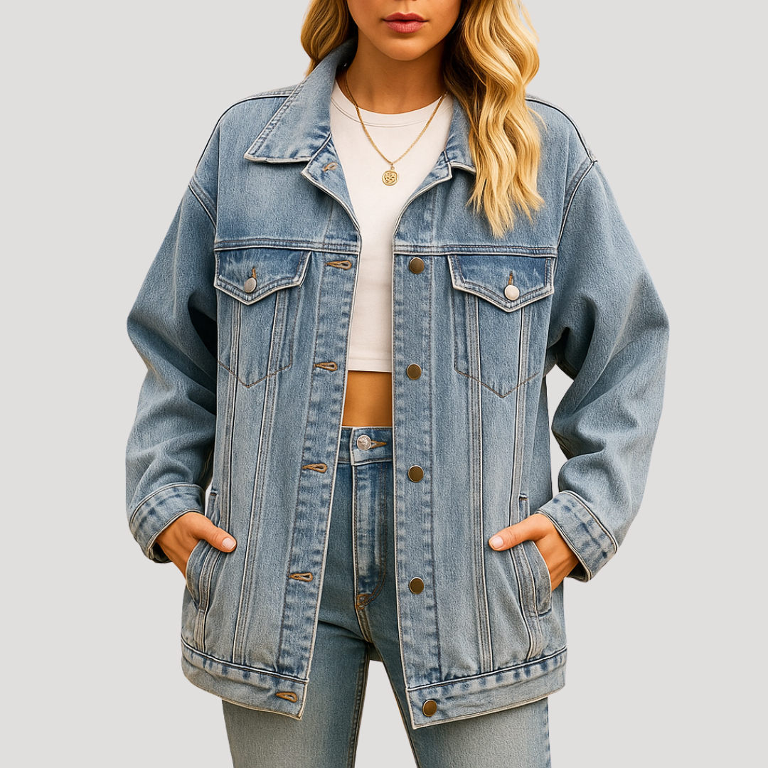 Women's Oversized Buttoned Denim Jacket