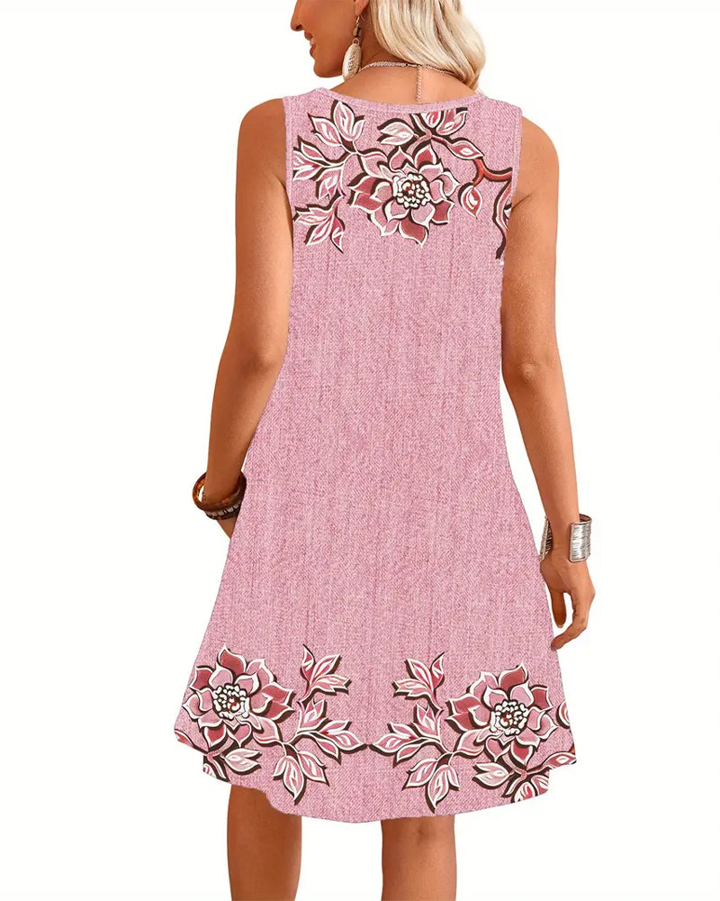 ARIEL – SLEEVELESS FLORAL BUTTON DRESS