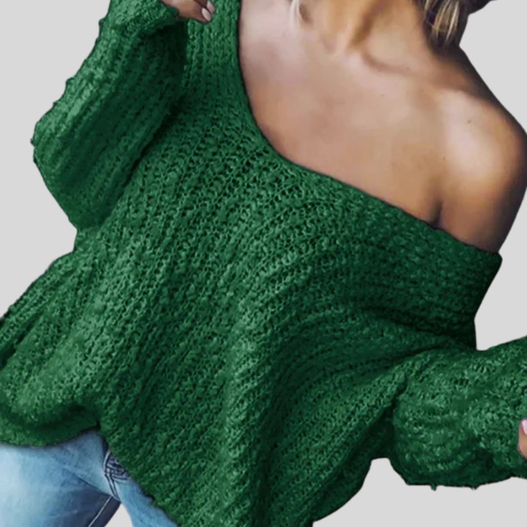 TELIKA™ - Comfy Drop Shoulder Long Sleeve Sweater