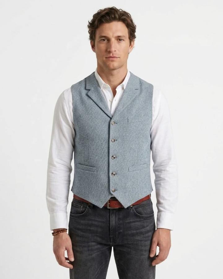 Men's Chevron Patterned Fitted Vest