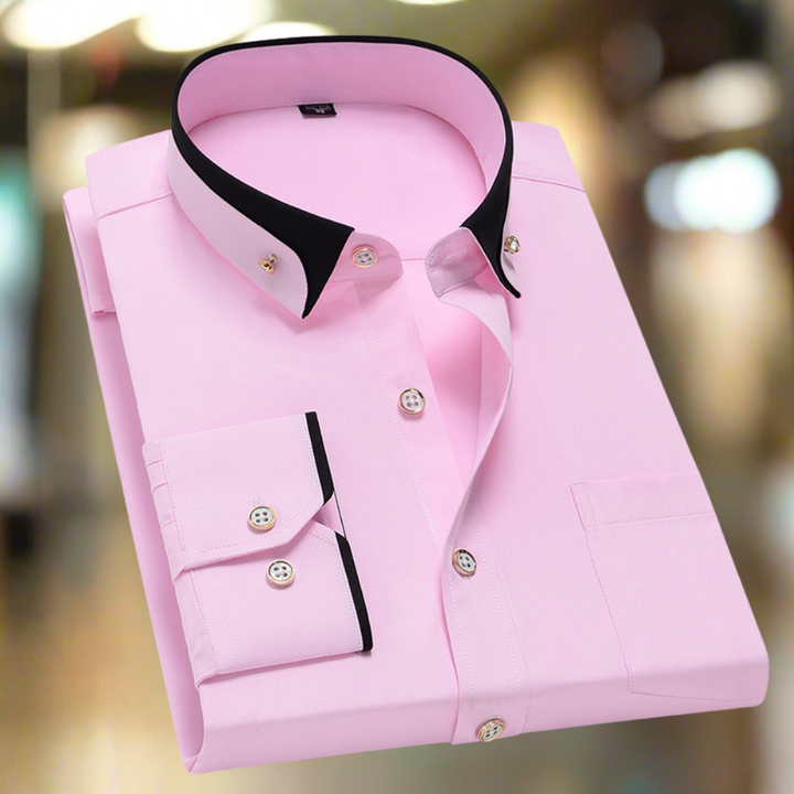 Elegant Button-down Long-sleeved Shirt for Men - Elena Harper