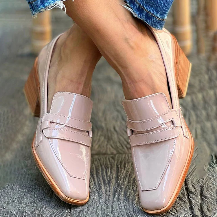 Mocassins with Wide Heel Shiny - Elena Harper