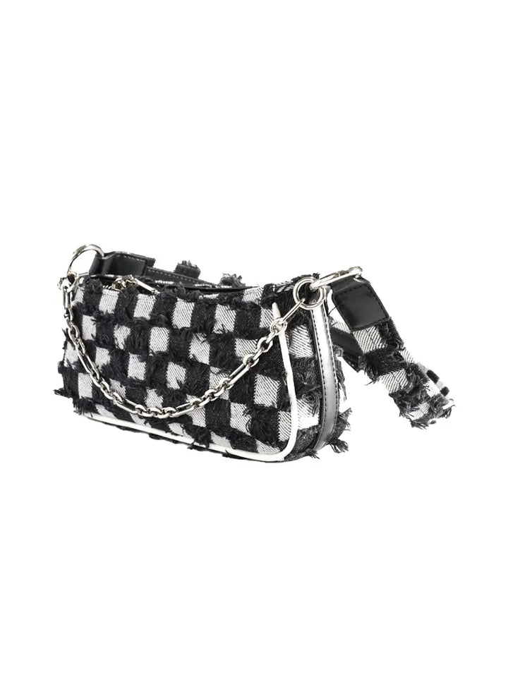 Checkerboard Chain Top Handle Shoulder Bag