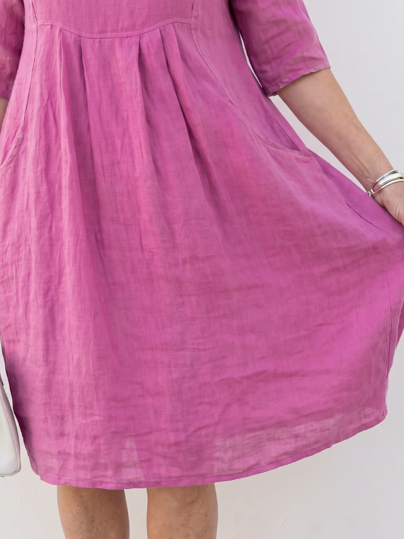 Eska Gathered Front Half Sleeve Knee Length Dress - Elena Harper