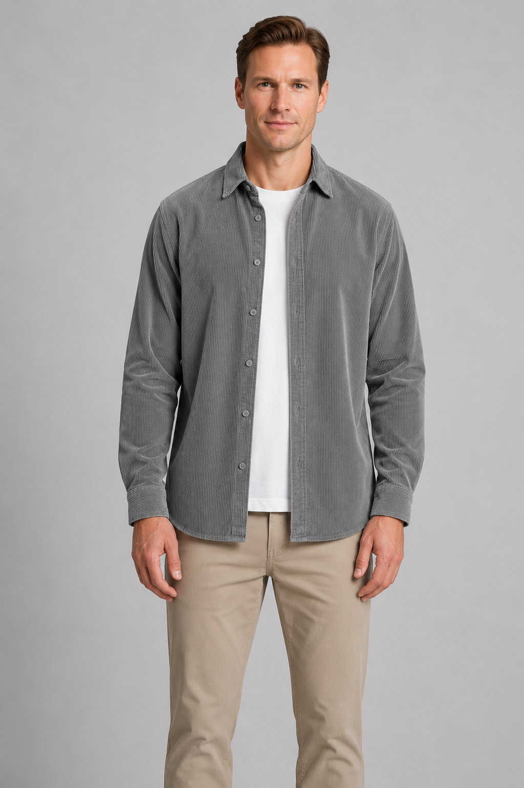 Harrington Oxford | Long Sleeves Corduroy Button Shirt For Men