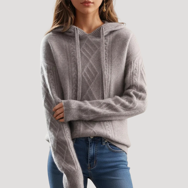 Women's Hooded Cable Knit Pullover