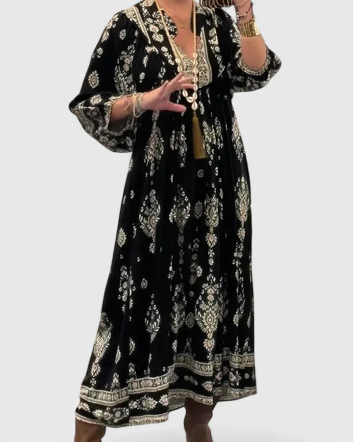 Claire Bohemian V-neck Maxi Dress - Elena Harper