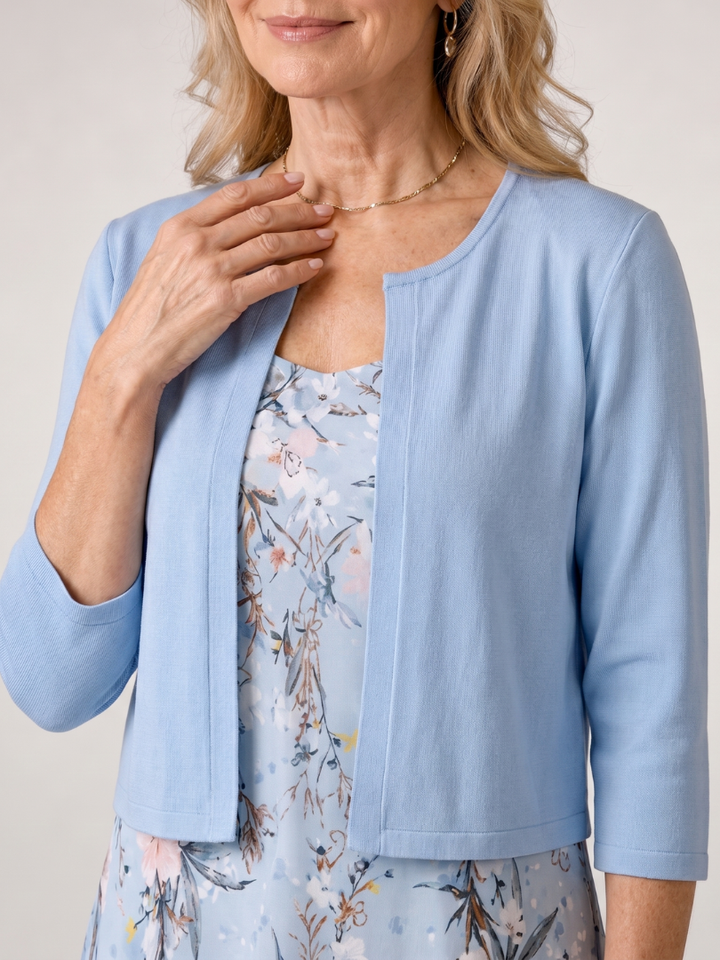 Celeste Floral Print Sleeveless Cropped Jacket Midi Dress - Elena Harper