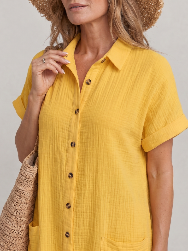 Women's Relaxed Fit Knee Length Dress with Pockets