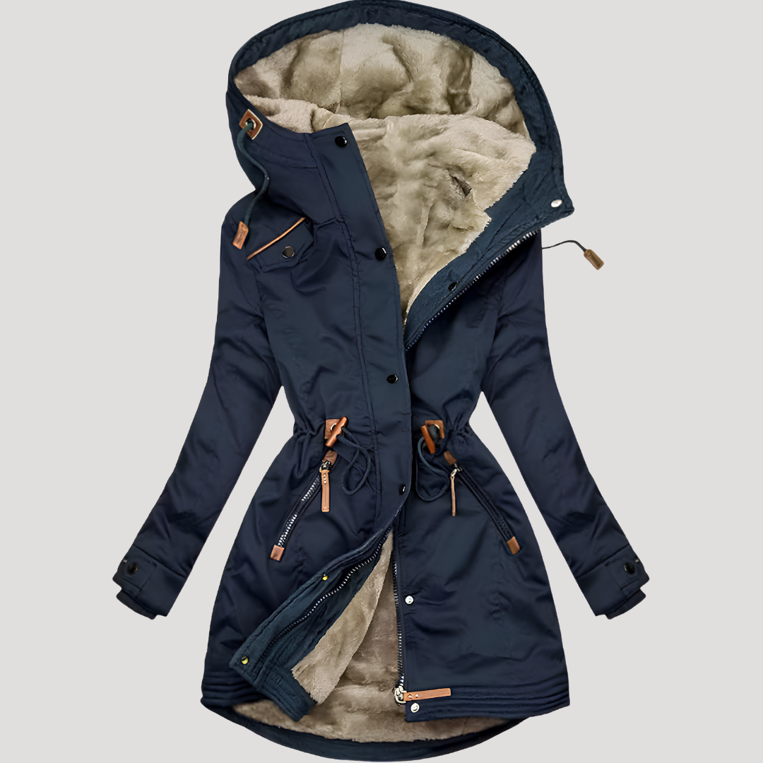Women's Hooded Parka with Adjustable Waist