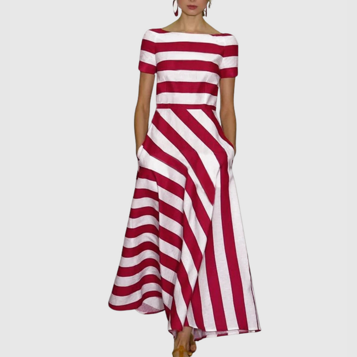 Rowena - Short Sleeve Stripe Maxi Dress
