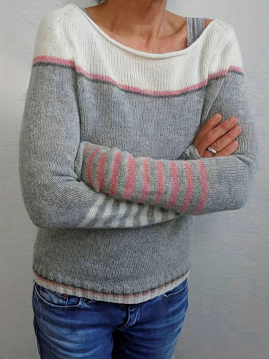 Talithia Striped Knit Sweater with Long Sleeves, view 5 - Elena Harper