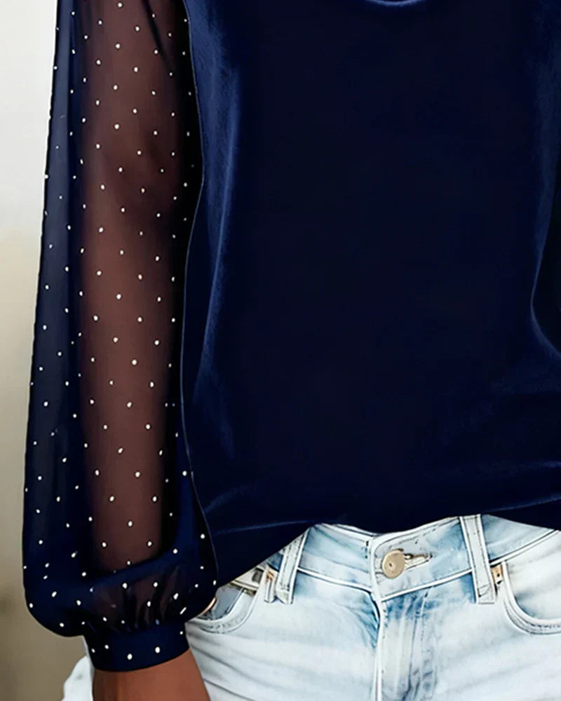 Adriana Blouse with Draped Collar - Elena Harper